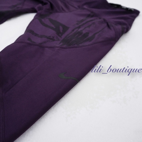 NWT Nike BV4385-525 Women Speed Tight 7/8 Training Leggings Flash Purple Black M - Picture 3 of 11